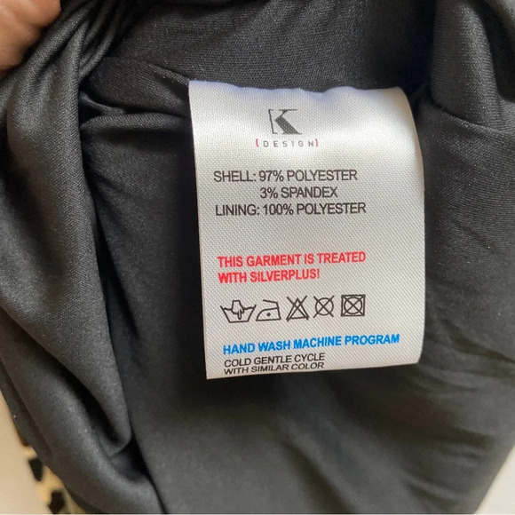 K design belted abstract printed long sleeve midi shift dress Sz XL - Picture 11 of 14